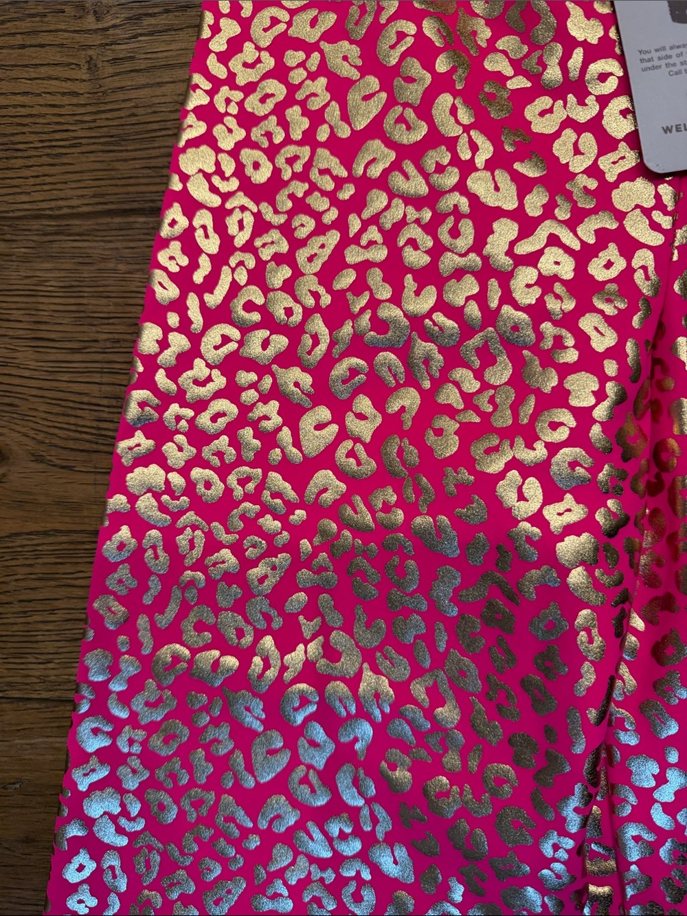 SpiritHoods Hot Pink Leggings with Metallic Gold Leopard Print - Picture 3 of 3
